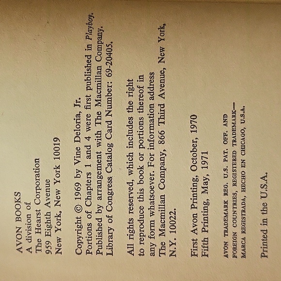 Custer Died For Your Sins An Indian Manifesto by Vine Deloria Jr. 1971 Paperback - Picture 3 of 12